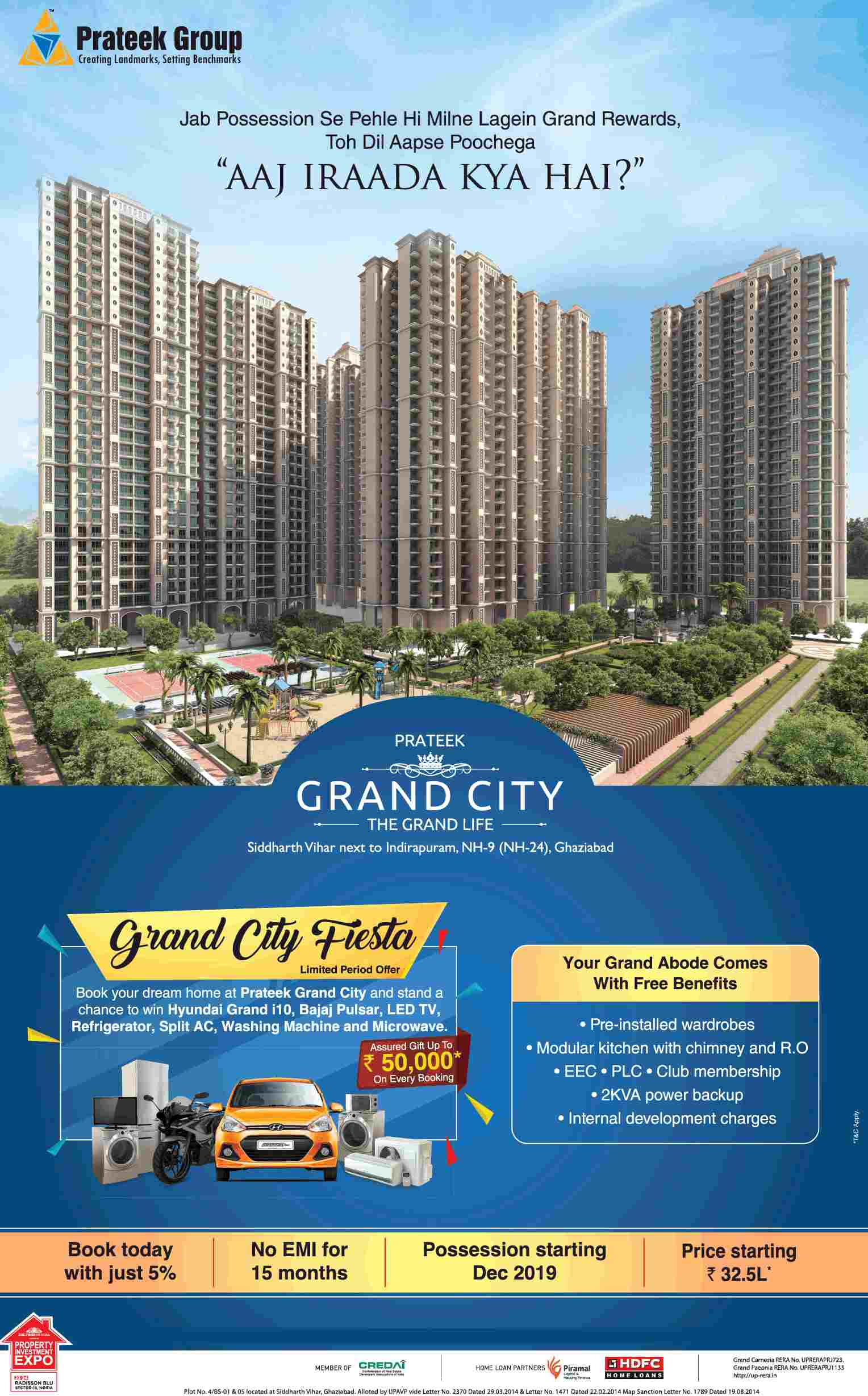 Get assured gift up to Rs 50000 on booking home at Prateek Grand City in Siddharth Vihar, Ghaziabad Update